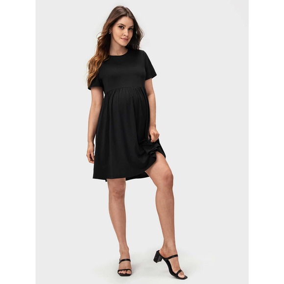 BASICS Maternity Solid Smock Dress - Picture 3 of 8